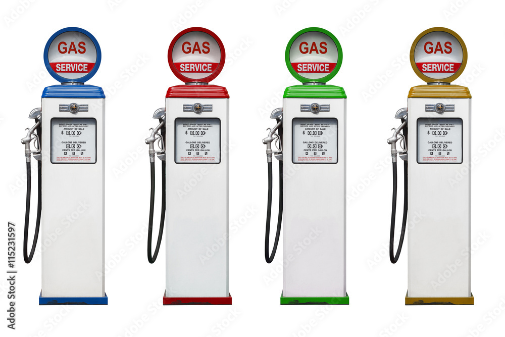 Retro gas pump isolated on white background Stock Photo | Adobe Stock