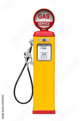 Retro gas pump isolated on white background