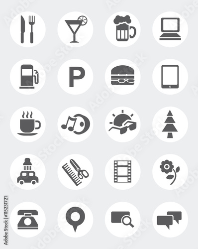 Navigation, location and transportation icons.