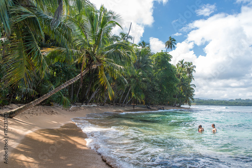 Paradise wild beach of Manzanillo Park in Costa Rica photo