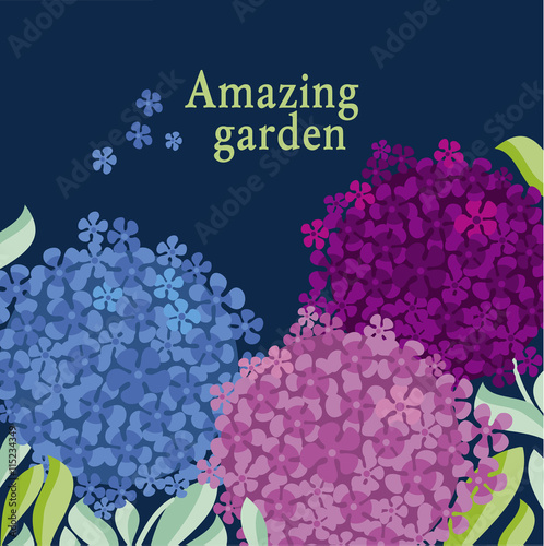 simple shape decorative hydrangea header template. vector illust