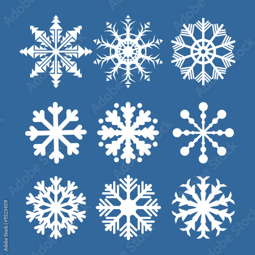 Set of vector snowflakes.