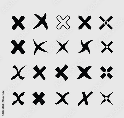 Set of crosses icons.