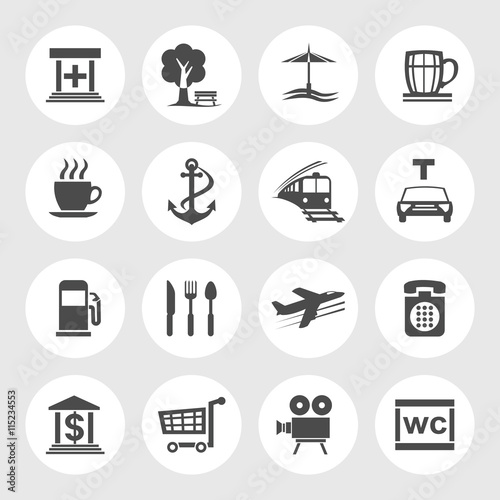 Navigation, location and transportation icons.