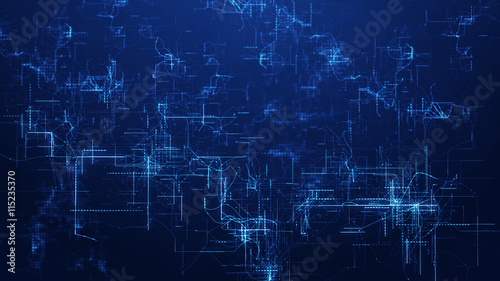 Abstract background with Techlines with glowing dots.
