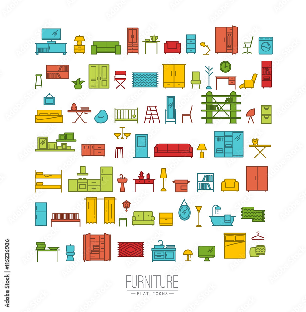 Furniture flat icons