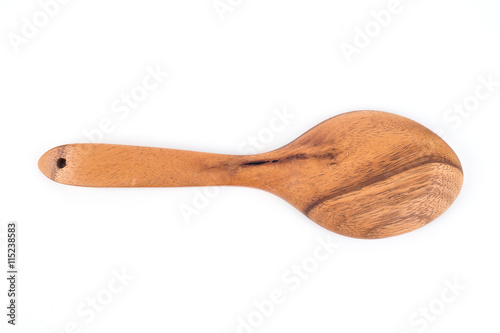 Brown wooden spoon isolete on background white