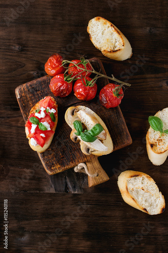 Various of bruschetta