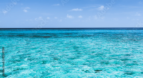 Panorama of tropical lagoon on the island in Indian Ocean.