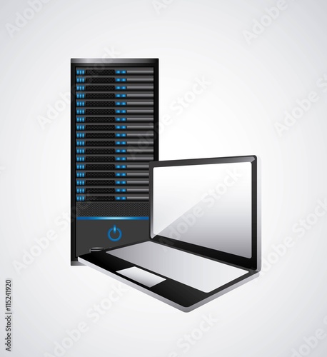 Web Hosting and laptop icon. Technology design. Vector graphic