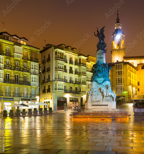 Andre Maria Zuriaren plaza in evening time.  Vitoria-Gasteiz photo