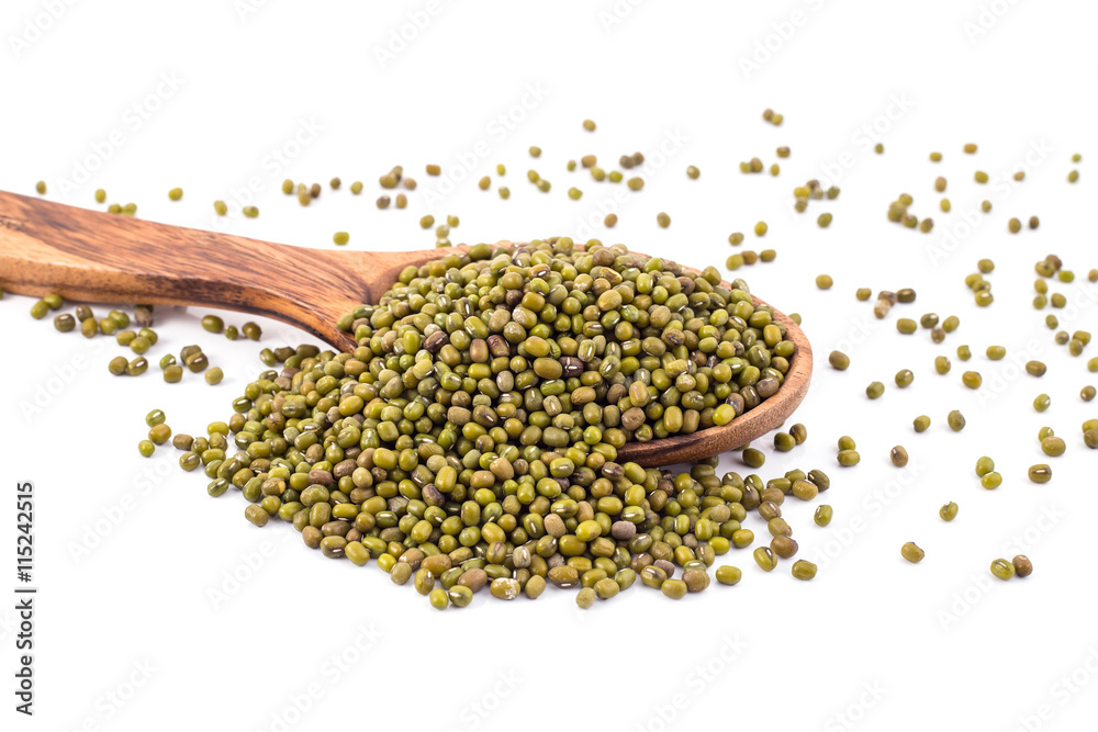 green beans on wood isolated on white background. green beans on wood isolated on white background.