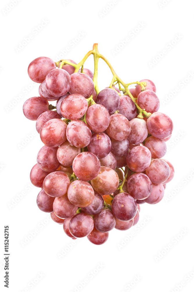 Red grapes isolated on white background.