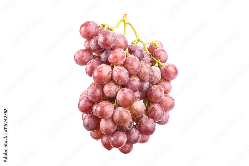 Red grapes isolated on white background.