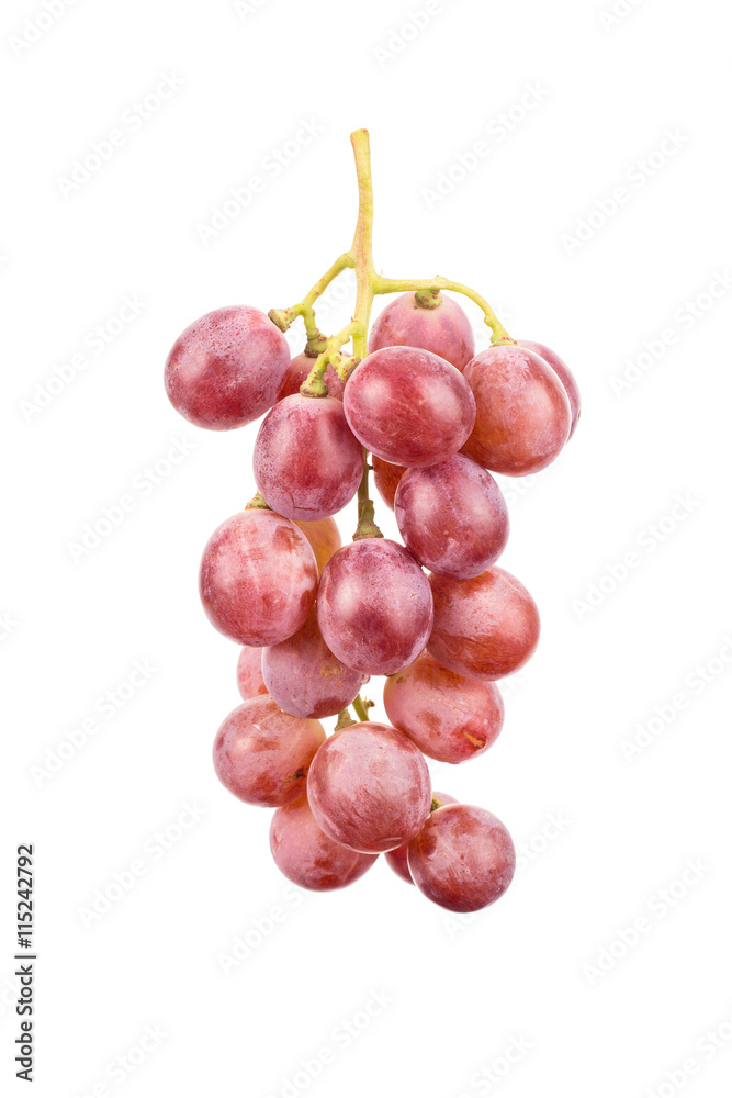 Red grapes isolated on white background.