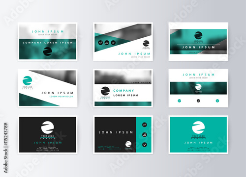 Set of business cards, turquoise background. Template information card. Concept corporate layout paper. Modern set card business