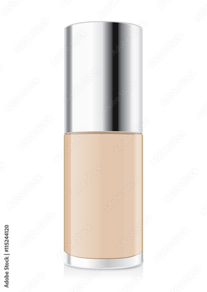 Foundation cream nude color in glass bottle have a silver cap. Illustration  about cosmetic or beauty product mock up. Stock Vector | Adobe Stock