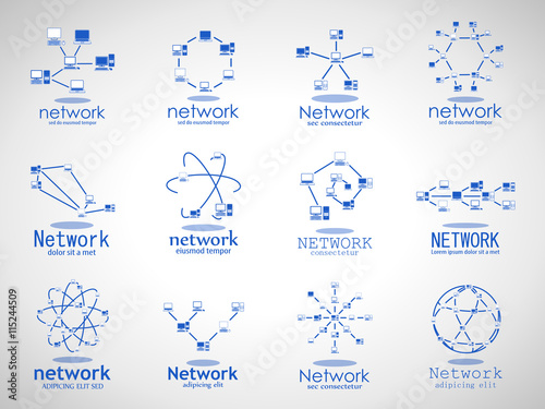 Computer Network Icons Set - Isolated On Gray Background - Vector Illustration, Graphic Design. For Web, Websites  