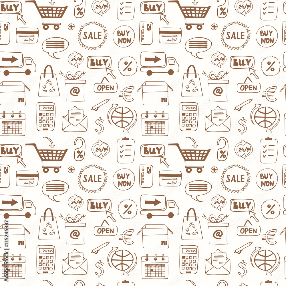 Seamless pattern with doodle sketch shopping icons Seamless pattern with doodle sketch shopping icons