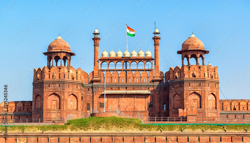 Naklejka premium Lal Qila - Red Fort in Delhi, India
