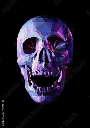Low poly laugh skull on dark background