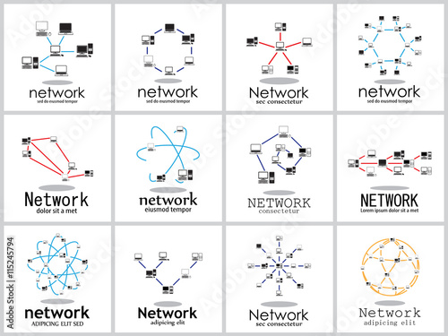 Computer Network Icons Set - Isolated On White Background - Vector Illustration, Graphic Design. For Web, Websites  