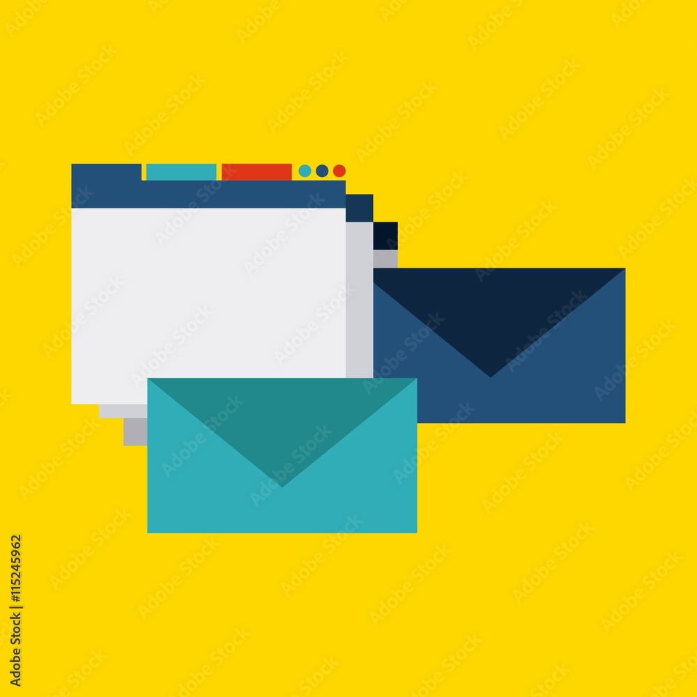 Website and envelope design. Blog concept. Vector graphic Website and envelope design. Blog concept. Vector graphic