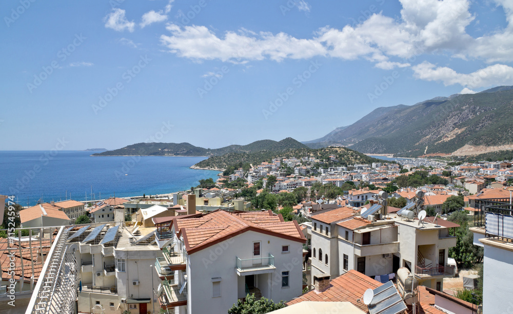 Panorama of Kas town, Mediterranean Coast, Turkey