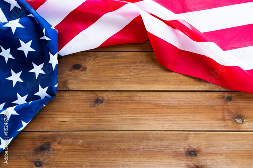 close up of american flag on wooden boards