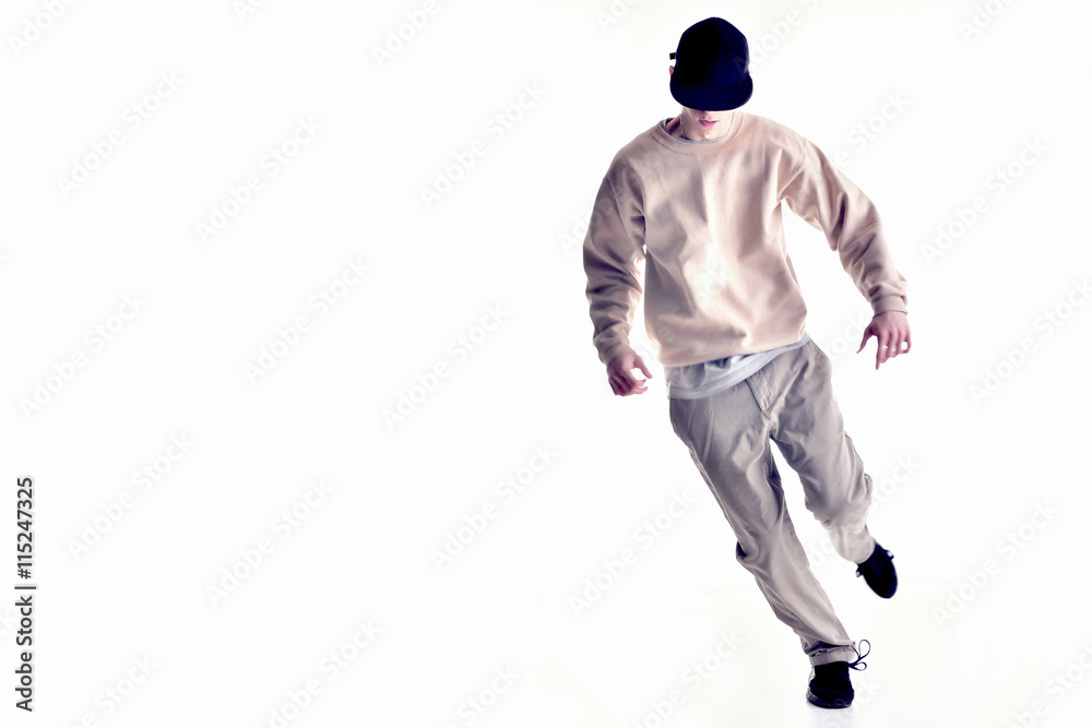 Naklejka premium stylish and cool breakdance style dancer posing