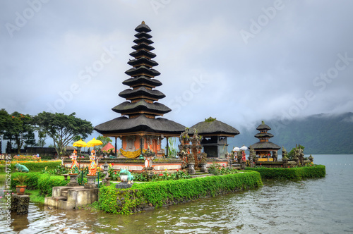 Pura Ulun Danu Bratan, Hindu temple on Bratan lake, Bali, Indonesia..