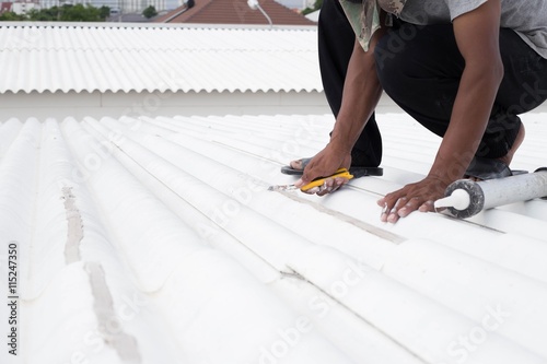 Roof leak and crack repair with caulking gun