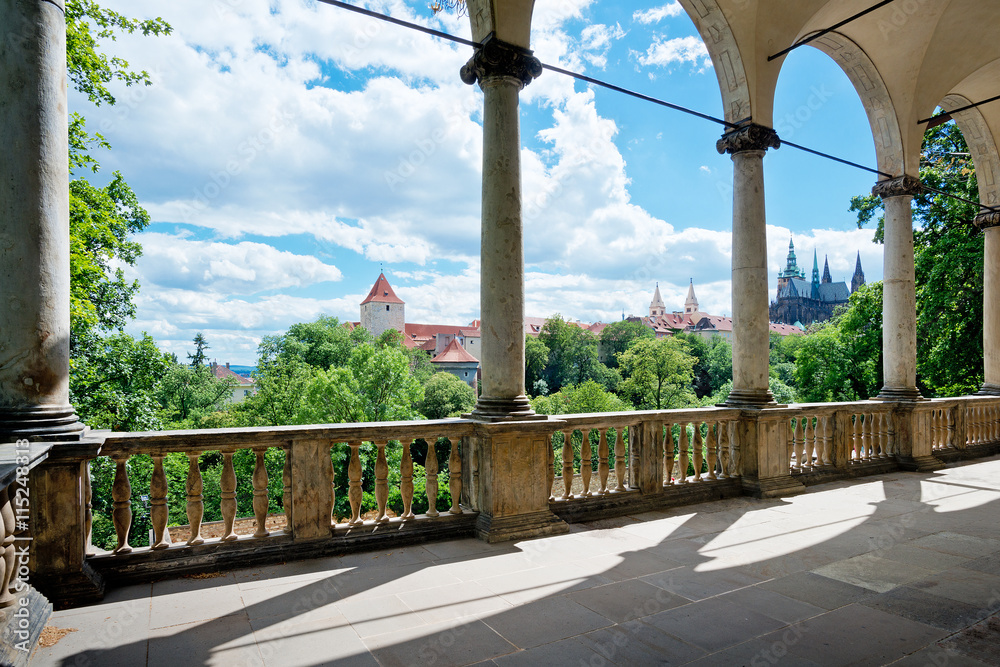 Obraz premium Detail of Vault in Summer Residenc with St. Vitus Cathedral in P