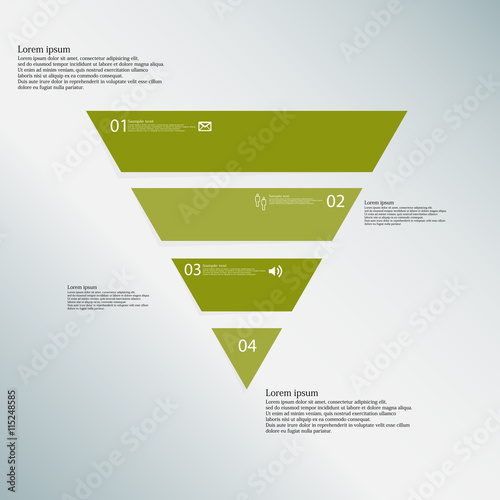 Triangle illustration template consists of four green parts on blue background