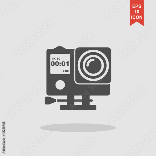 Action camera outline monochrome icon. Extreme cam