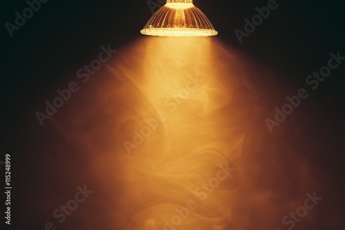 halogen lamp with reflector, warm light in fog