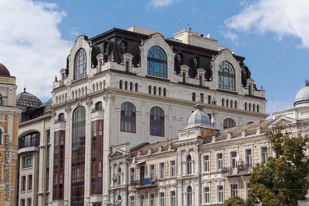 Facade of a beautiful building in a classic style. Kiev, Ukraine