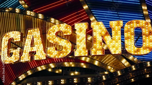 Video 3840x2160 - Abstract casino's flashy neon sign at night.