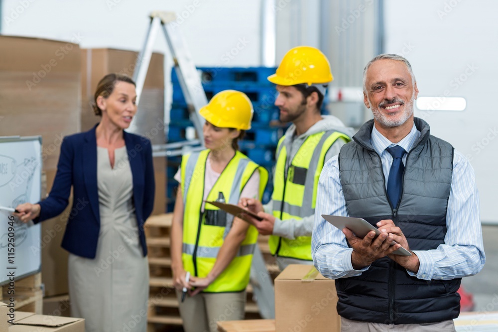 Warehouse team having a meeting Warehouse team having a meeting