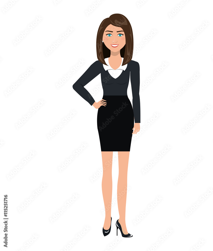 Young business woman with elegant suit cartoon, vector illustration ...