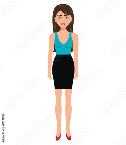 Young business woman with elegant suit cartoon, vector illustration graphic. © Gstudio