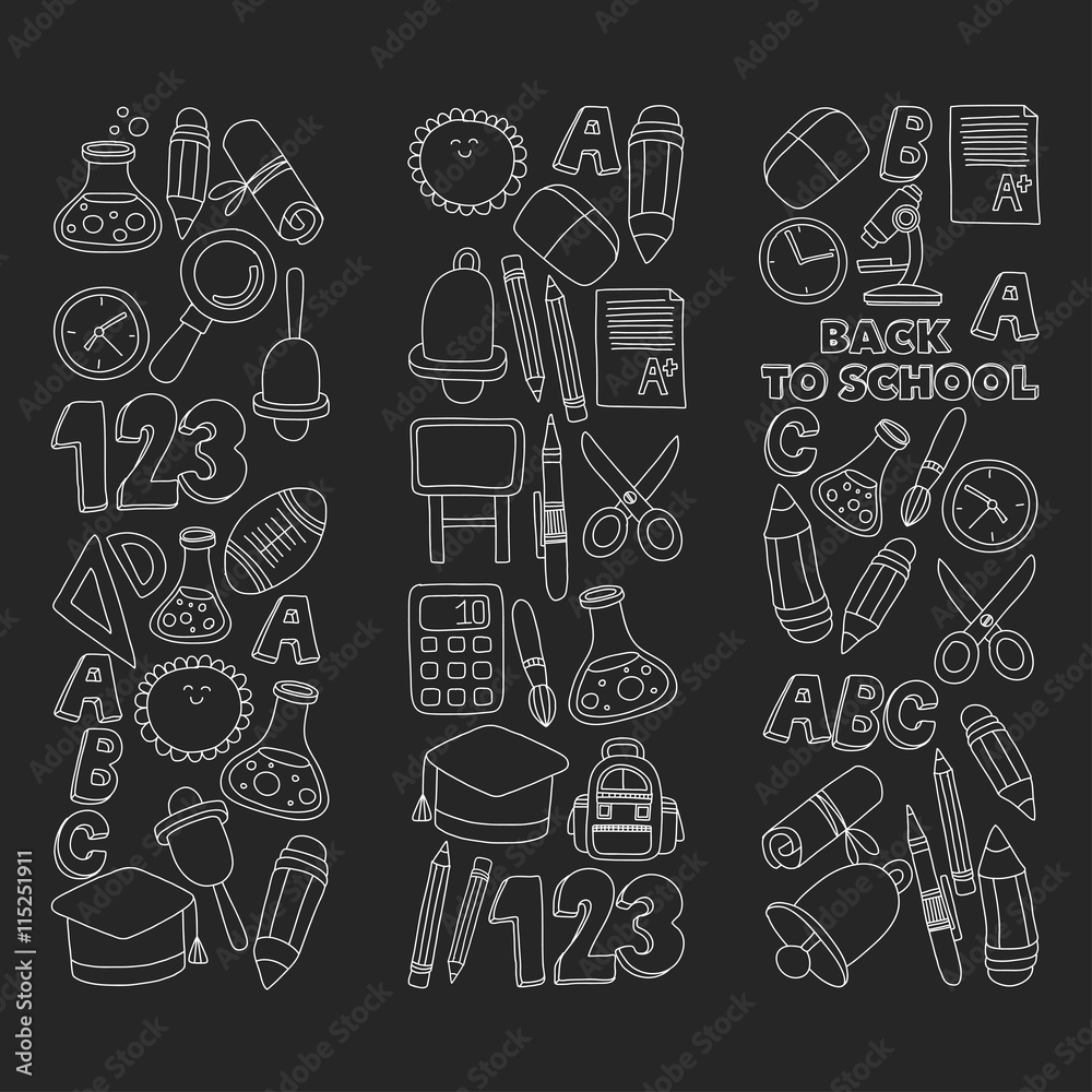 Vector doodle set of education symbols Back to school Vector doodle set of education symbols Back to school