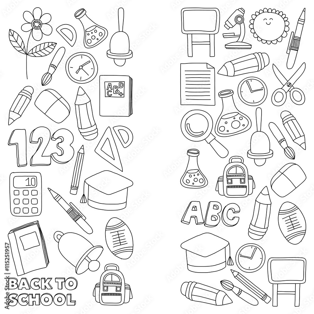 Vector doodle set of education symbols Back to school Vector doodle set of education symbols Back to school