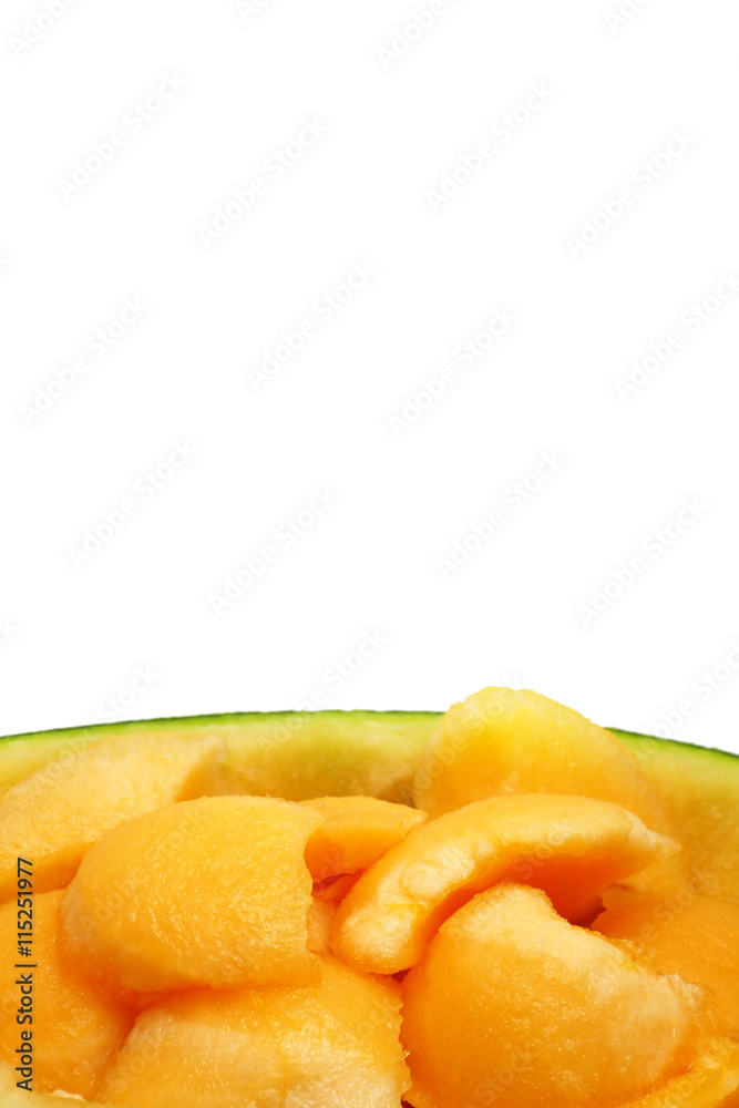 Cantaloupe health benefits isolated white background Cantaloupe health benefits isolated white background