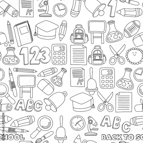 Vector doodle set of education symbols Back to school