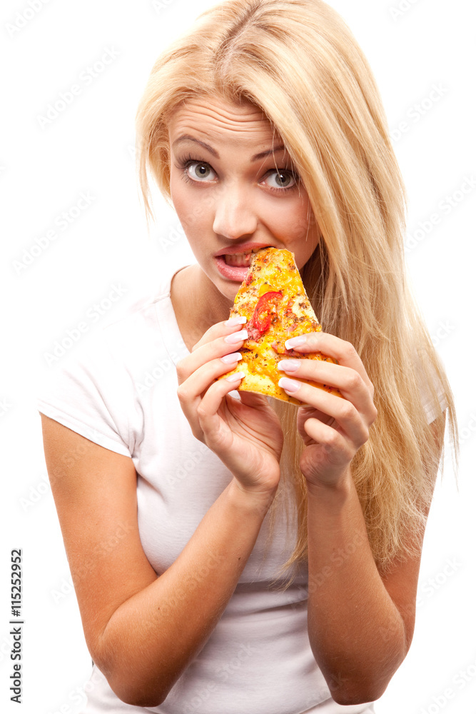 woman with pizza