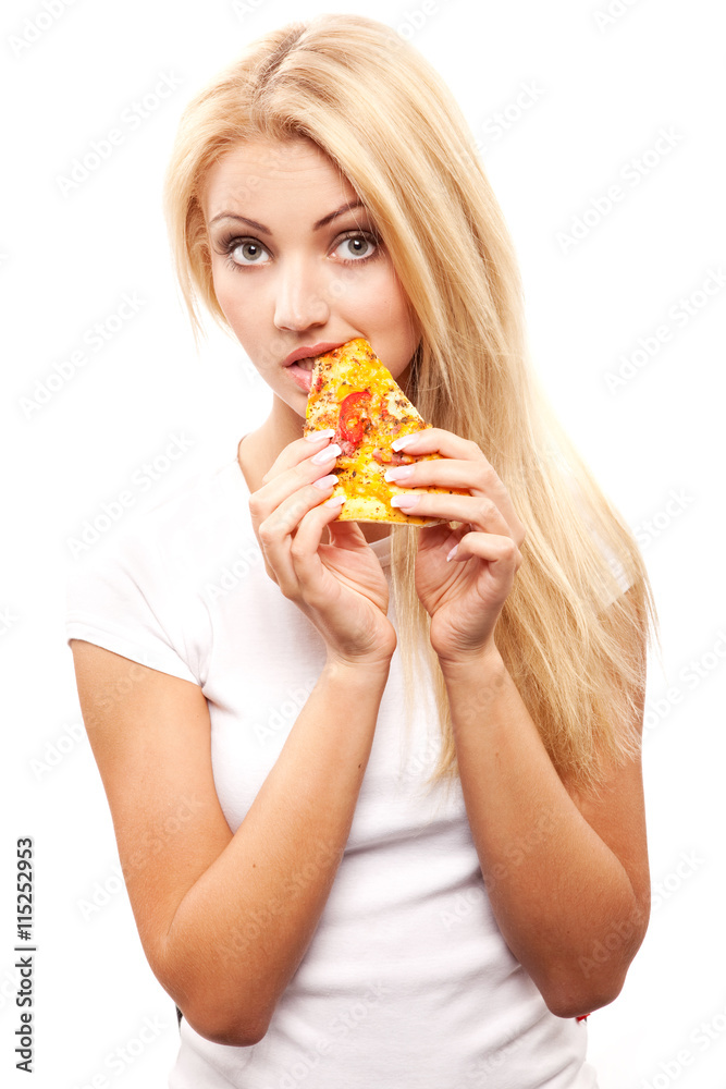 woman with pizza