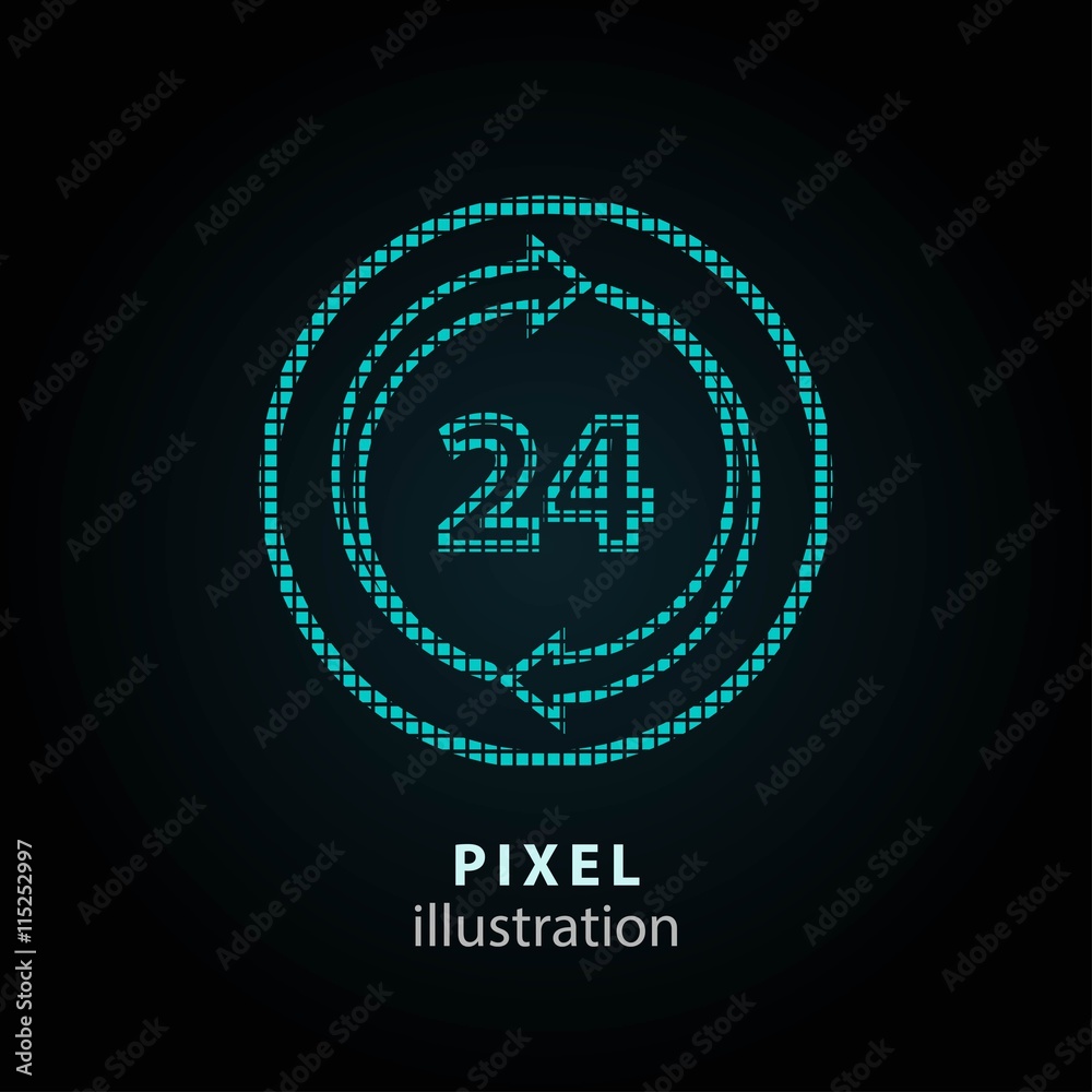 24 hour service - pixel illustration. 24 hour service - pixel illustration.