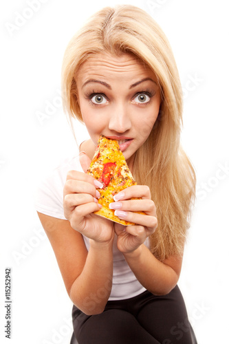 woman with pizza