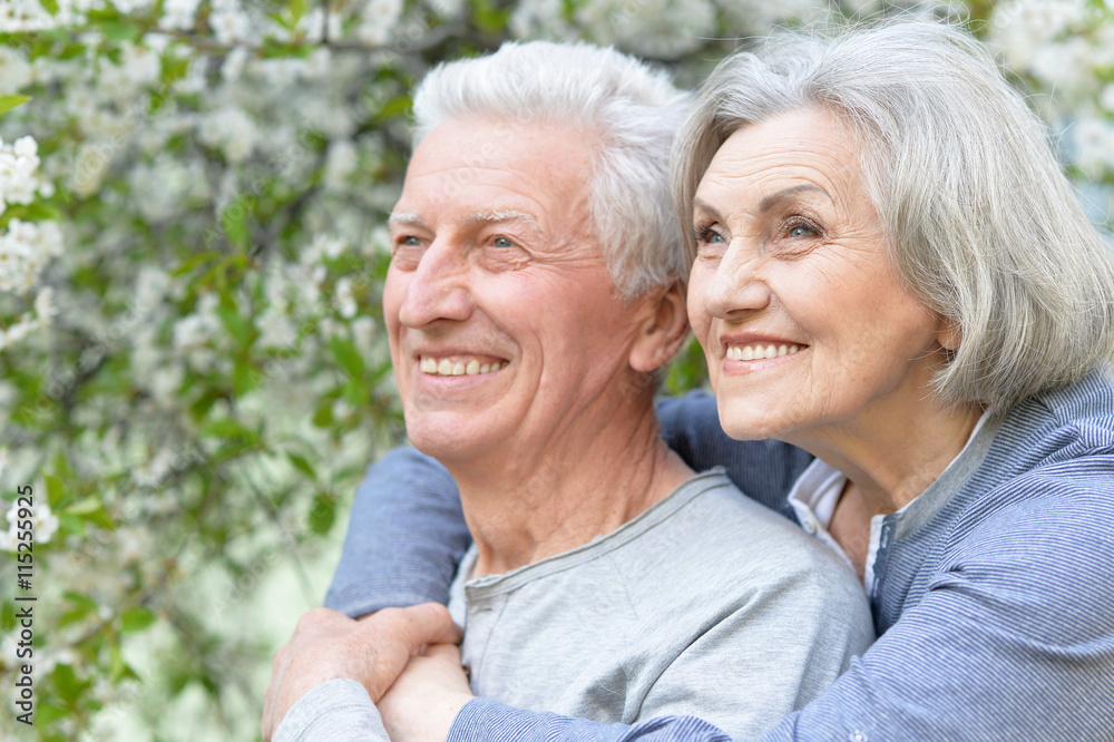 Mature couple in spring park